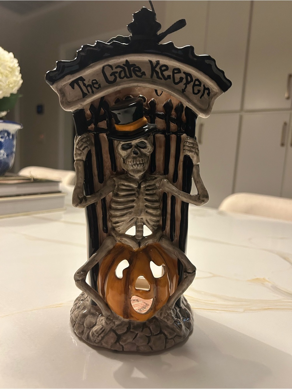 “New” Blue Sky Halloween Skeleton/Pumpkin Tea-light holder